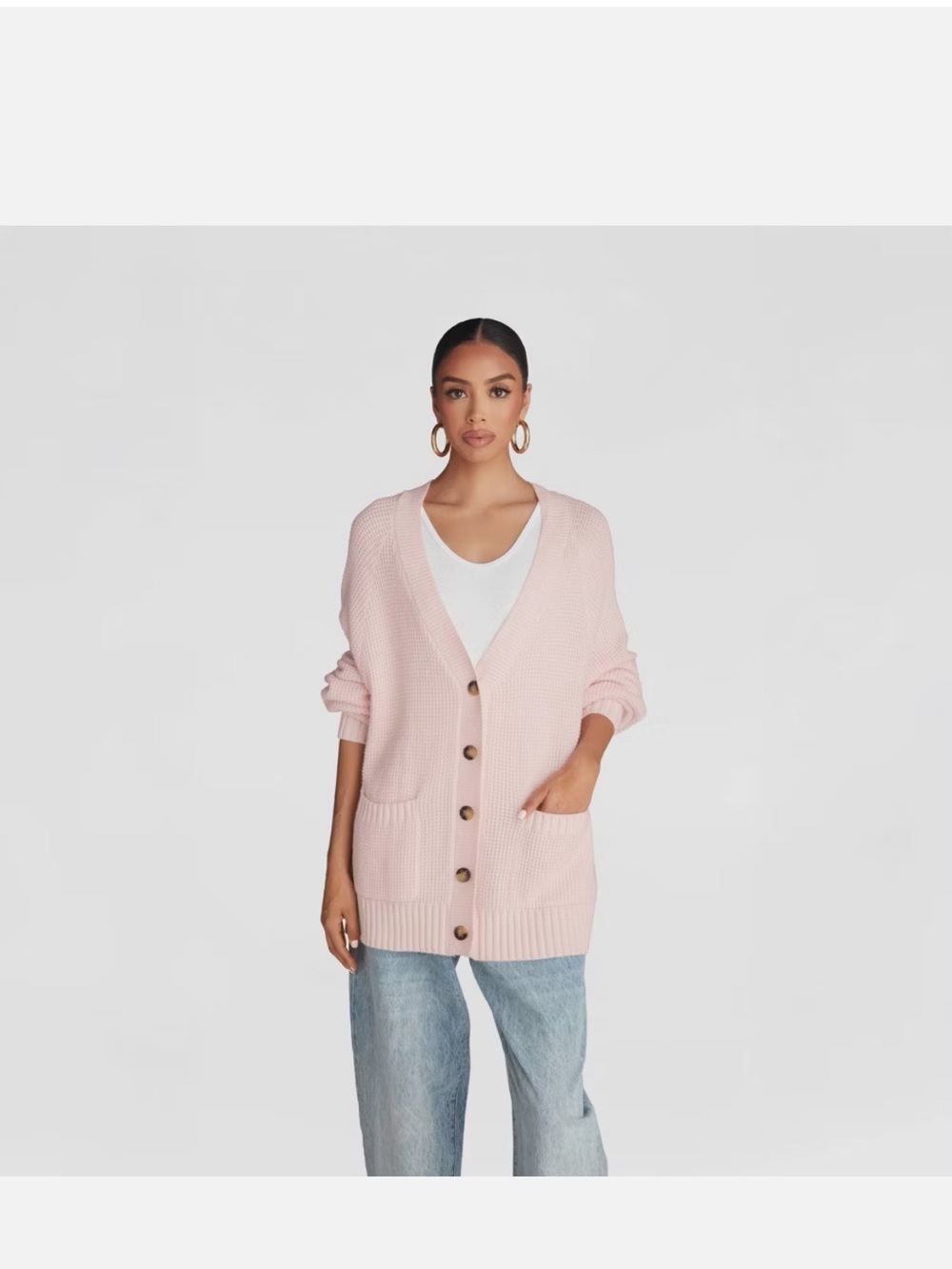 KBB by Kahlana Women's 'The Letterman Cardigan' Ribbed Knit Long Sleeve M NWT